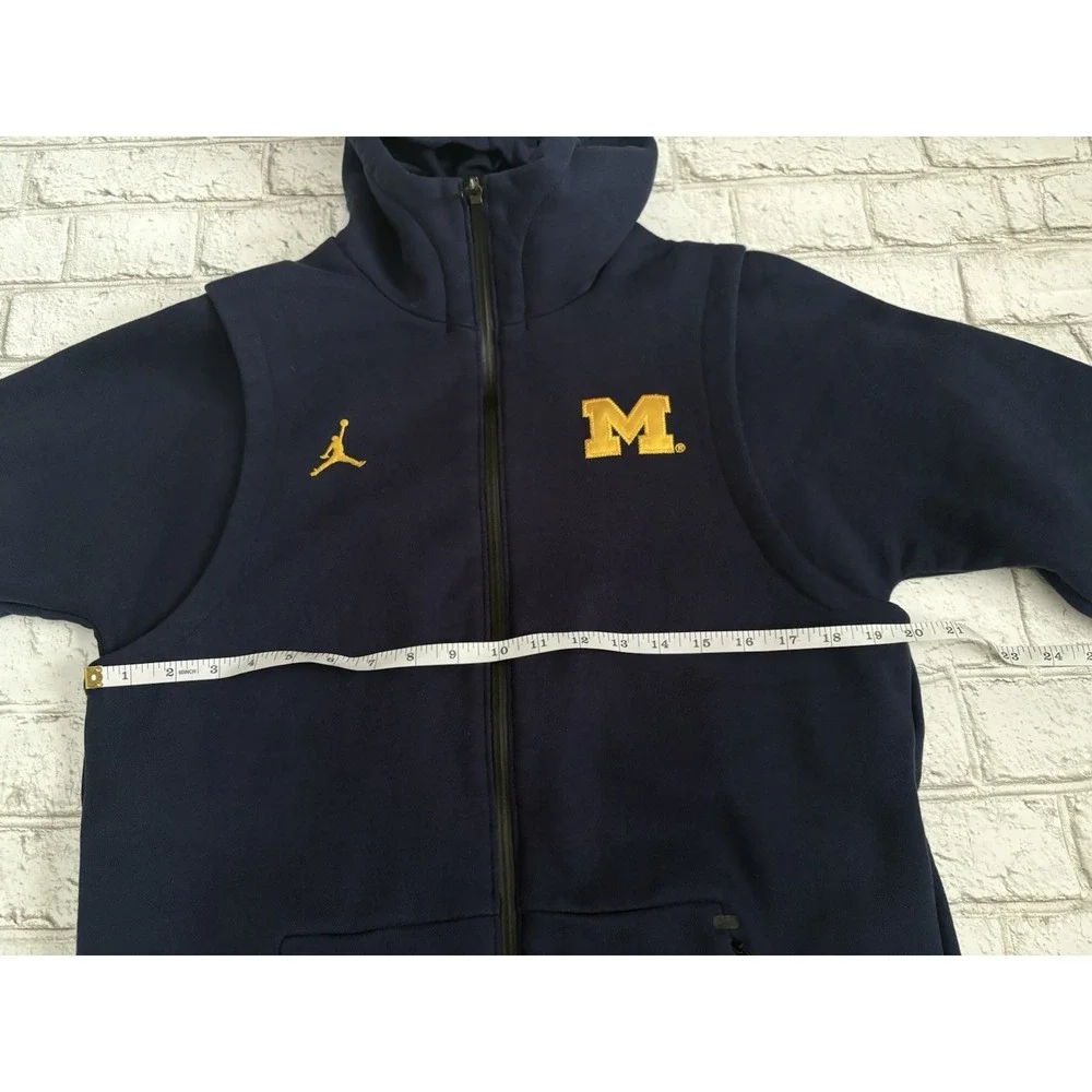 Jordan Hoodie Men Medium Blue 465 Icon‎ Fleece Michigan Wolverines Tech Full Zip